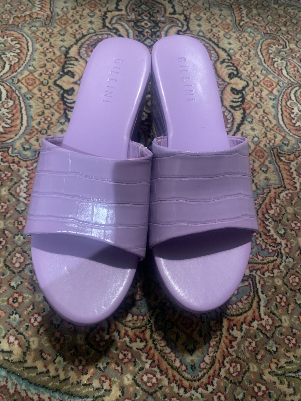 Billini Lavender Croc-Embossed Slide Mules